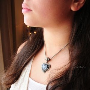 Black Onyx Heart Diamond Necklace